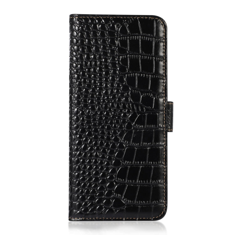 For Google Pixel 7a Crocodile Top Layer Cowhide Leather Phone Case(Black) - Google Cases by PMC TechLife | Online Shopping South Africa | PMC TechLife | Buy Now Pay Later Mobicred