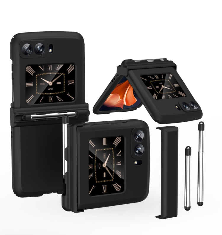 For Motorola Razr 2022 Macaron Three-piece Set Phone Case with Stylus(Black) - Motorola Cases by PMC TechLife | Online Shopping South Africa | PMC TechLife | Buy Now Pay Later Mobicred