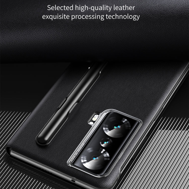 For Honor Magic Vs Side Window View Smart Lychee Texture Leather Phone Case with Pen Slot(Black) - Honor Cases by PMC TechLife | Online Shopping South Africa | PMC TechLife | Buy Now Pay Later Mobicred