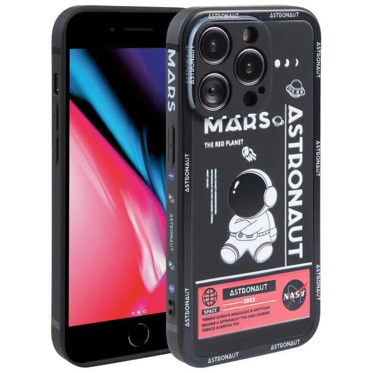 For iPhone SE 2022 / 2020 / 7 / 8 Astronaut Pattern Silicone Straight Edge Phone Case(Mars Astronaut-Black) - iPhone SE 2022 / 2020 / 8 / 7 Cases by PMC TechLife | Online Shopping South Africa | PMC TechLife