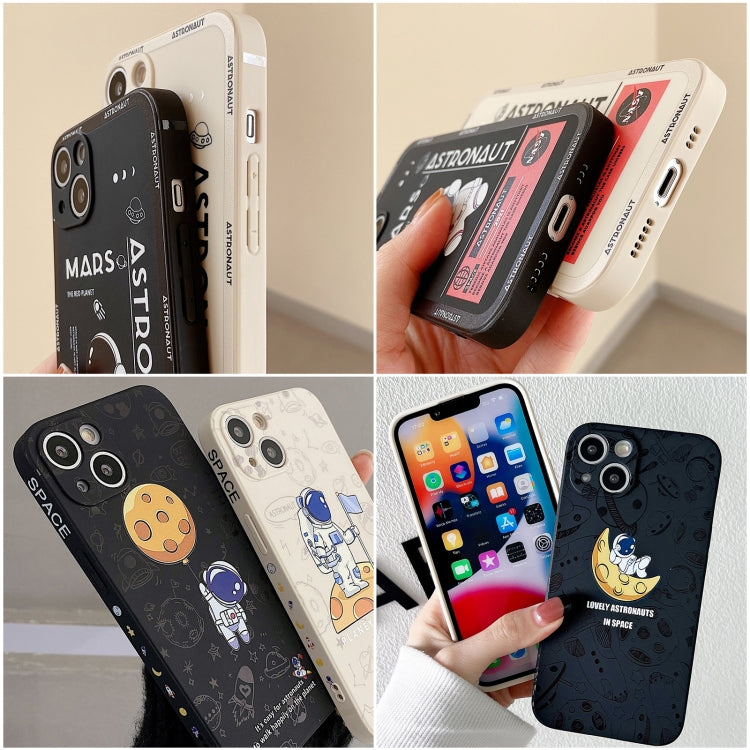 For iPhone SE 2022 / 2020 / 7 / 8 Astronaut Pattern Silicone Straight Edge Phone Case(Mars Astronaut-Black) - iPhone SE 2022 / 2020 / 8 / 7 Cases by PMC TechLife | Online Shopping South Africa | PMC TechLife