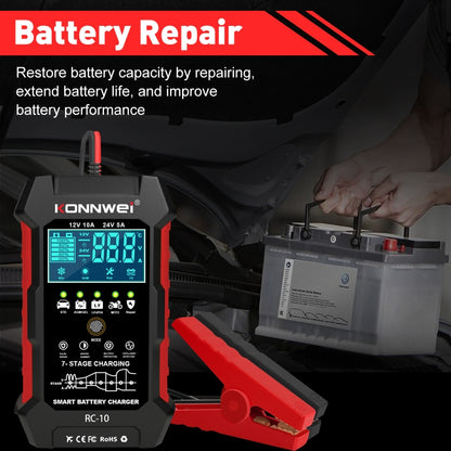 KONNWEI RC-10 2 inch Car Battery Charger Battery Pulse Repair Tool, Plug Type:UK Plug - Battery Charger by KONNWEI | Online Shopping South Africa | PMC Jewellery | Buy Now Pay Later Mobicred