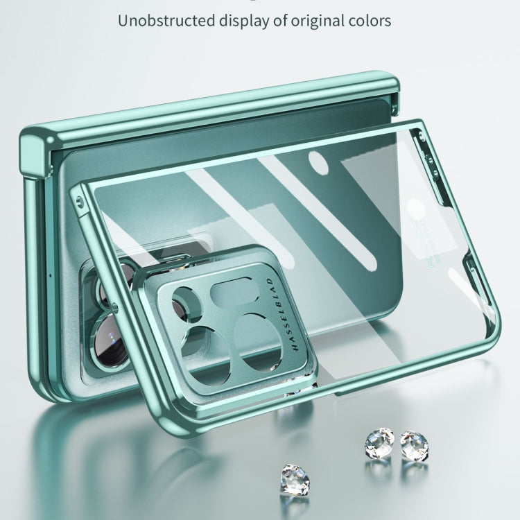 For OPPO Find N2 Integrated Electroplating Magnetic Transparent All-inclusive Phone Case with Hinge(Green) - OPPO Cases by PMC TechLife | Online Shopping South Africa | PMC TechLife