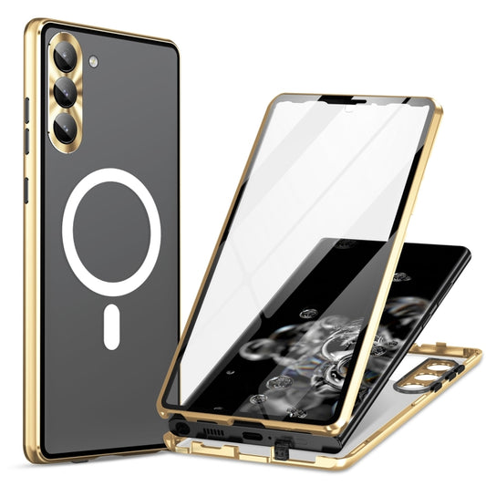 For Samsung Galaxy S21 5G HD Full Cover Magsafe Magnetic Metal Tempered Glass Phone Case(Gold) - Galaxy S21 5G Cases by PMC Jewellery | Online Shopping South Africa | PMC Jewellery