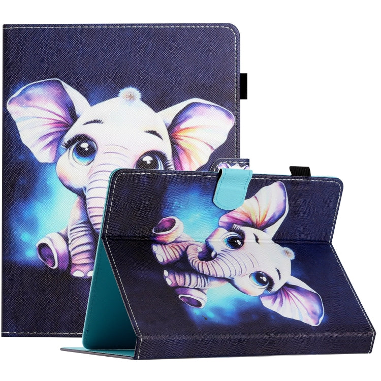 For 10 inch Coloured Drawing Stitching Leather Tablet Case(Elephant) - 10 - 11 inch by PMC TechLife | Online Shopping South Africa | PMC TechLife | Buy Now Pay Later Mobicred