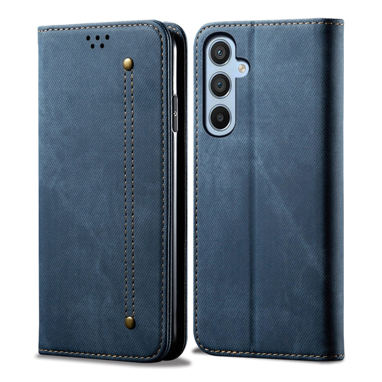 For Samsung Galaxy M54 Denim Texture Leather Phone Case(Blue) - Galaxy Phone Cases by PMC Jewellery | Online Shopping South Africa | PMC Jewellery