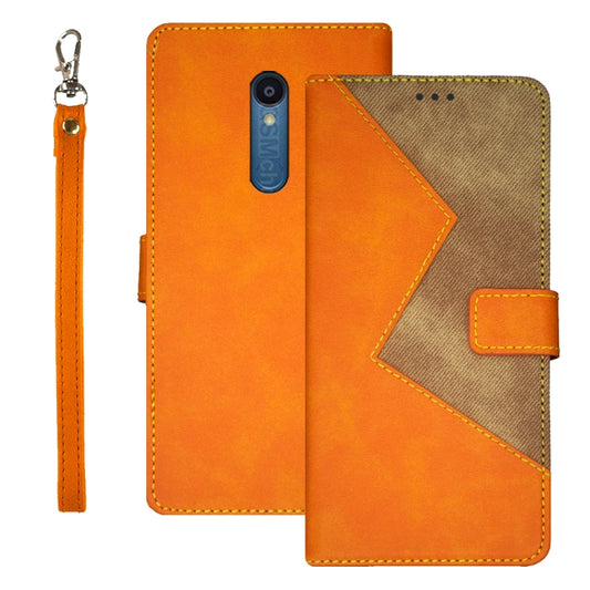 For Sharp Rouvo V idewei Two-color Splicing Leather Phone Case(Orange) - More Brand by idewei | Online Shopping South Africa | PMC Jewellery | Buy Now Pay Later Mobicred