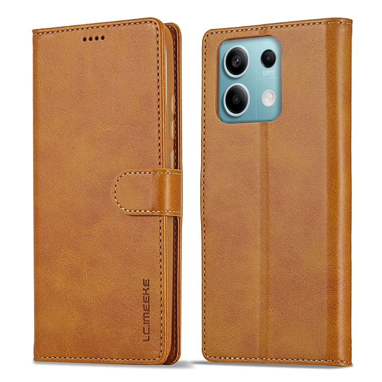 For Xiaomi Redmi Note 13 5G LC.IMEEKE Calf Texture Leather Phone Case(Brown) - Note 13 Cases by LC.IMEEKE | Online Shopping South Africa | PMC TechLife | Buy Now Pay Later Mobicred