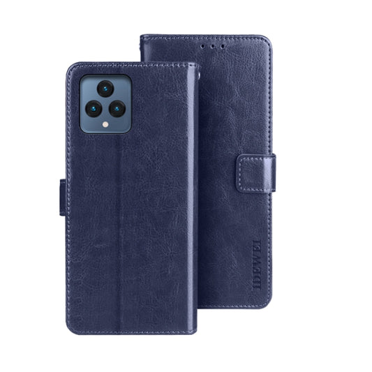 For T-Mobile REVVL 6 5G idewei Crazy Horse Texture Leather Phone Case with Holder(Blue) - More Brand by idewei | Online Shopping South Africa | PMC Jewellery | Buy Now Pay Later Mobicred