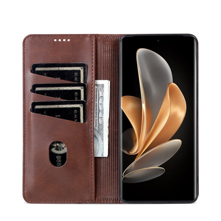 For Honor Magic6 Pro AZNS Magnetic Calf Texture Flip Leather Phone Case(Dark Brown) - Honor Cases by AZNS | Online Shopping South Africa | PMC Jewellery | Buy Now Pay Later Mobicred