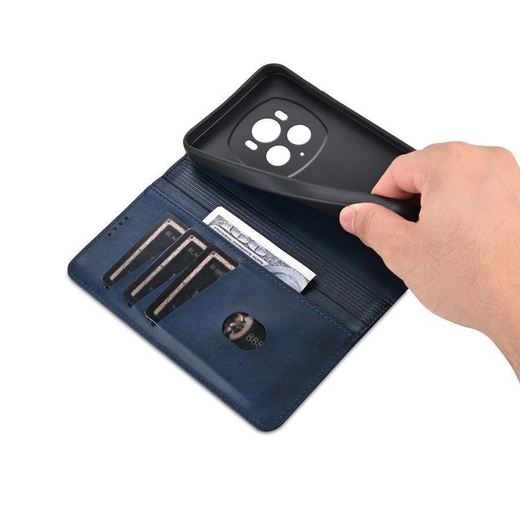 For Honor Magic6 Pro AZNS Magnetic Calf Texture Flip Leather Phone Case(Dark Blue) - free shipping - PMC Jewellery - Order now!