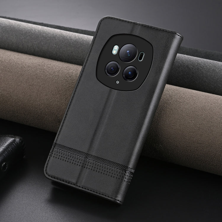 For Honor Magic6 Pro AZNS Magnetic Calf Texture Flip Leather Phone Case(Black) - free shipping - PMC Jewellery - Order now!