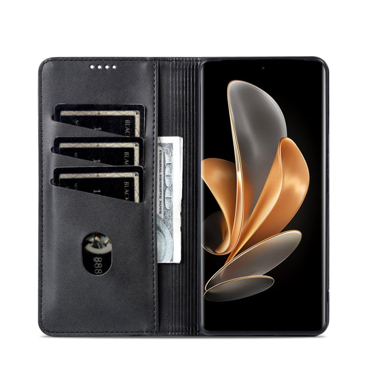 For Honor Magic6 Pro AZNS Magnetic Calf Texture Flip Leather Phone Case(Black) - free shipping - PMC Jewellery - Order now!