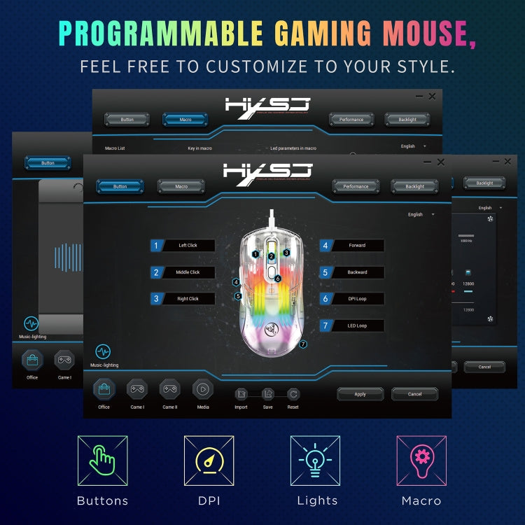 X400 7 Keys Transparent RGB Wired Gaming Mouse (Black) - free shipping - PMC Jewellery - Order now!
