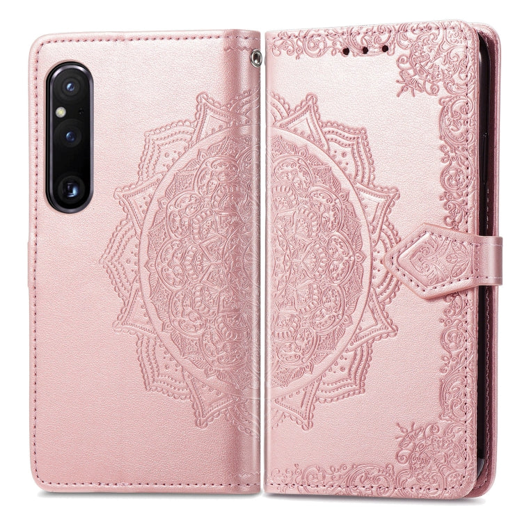 For Sony Xperia 1 IV Mandala Flower Embossed Leather Phone Case(Rose Gold) - Sony Cases by PMC TechLife | Online Shopping South Africa | PMC TechLife | Buy Now Pay Later Mobicred