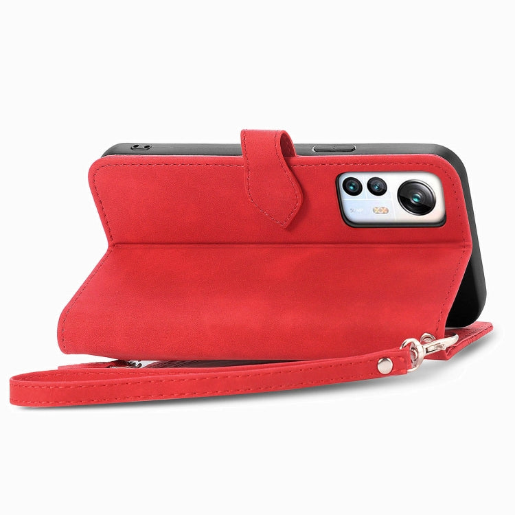 For Blackview A85 Embossed Flower Zipper Leather Phone Case(Red) - More Brand by PMC TechLife | Online Shopping South Africa | PMC TechLife | Buy Now Pay Later Mobicred