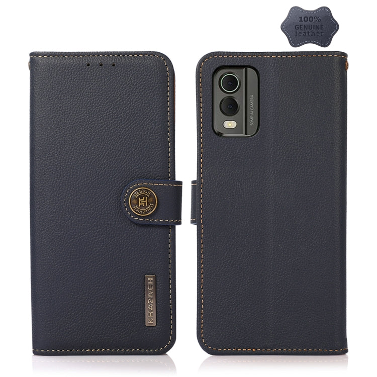 For Nokia C32 KHAZNEH Custer Genuine Leather RFID Phone Case(Blue) - Nokia Cases by PMC TechLife | Online Shopping South Africa | PMC TechLife | Buy Now Pay Later Mobicred