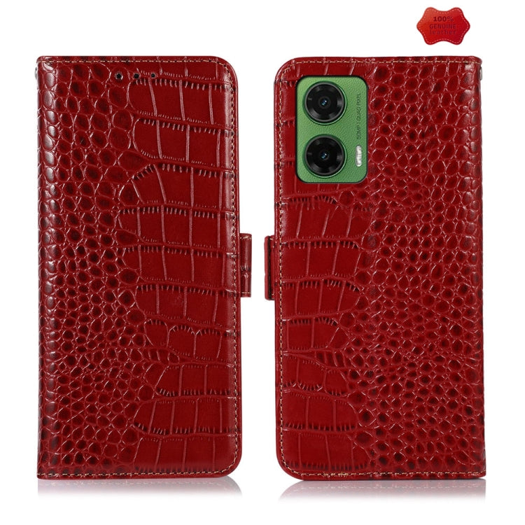For Motorola Moto G35 Crocodile Top Layer Cowhide Leather Phone Case(Red) - free shipping - PMC TechLife - Order now!
