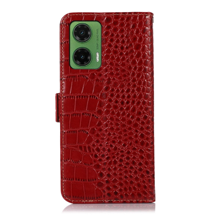 For Motorola Moto G35 Crocodile Top Layer Cowhide Leather Phone Case(Red) - free shipping - PMC TechLife - Order now!