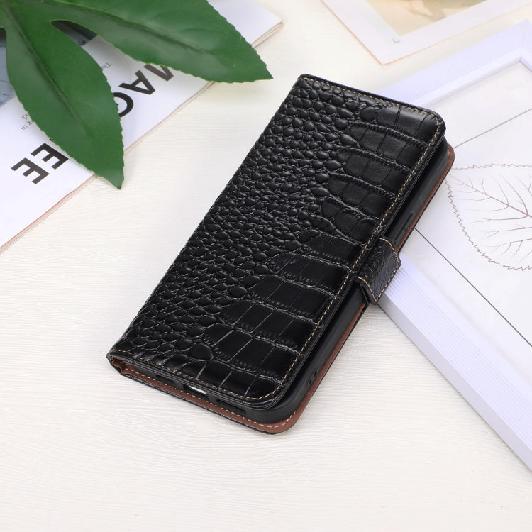 For Motorola Moto G75 5G Crocodile Top Layer Cowhide Leather Phone Case(Black) - free shipping - PMC TechLife - Order now!