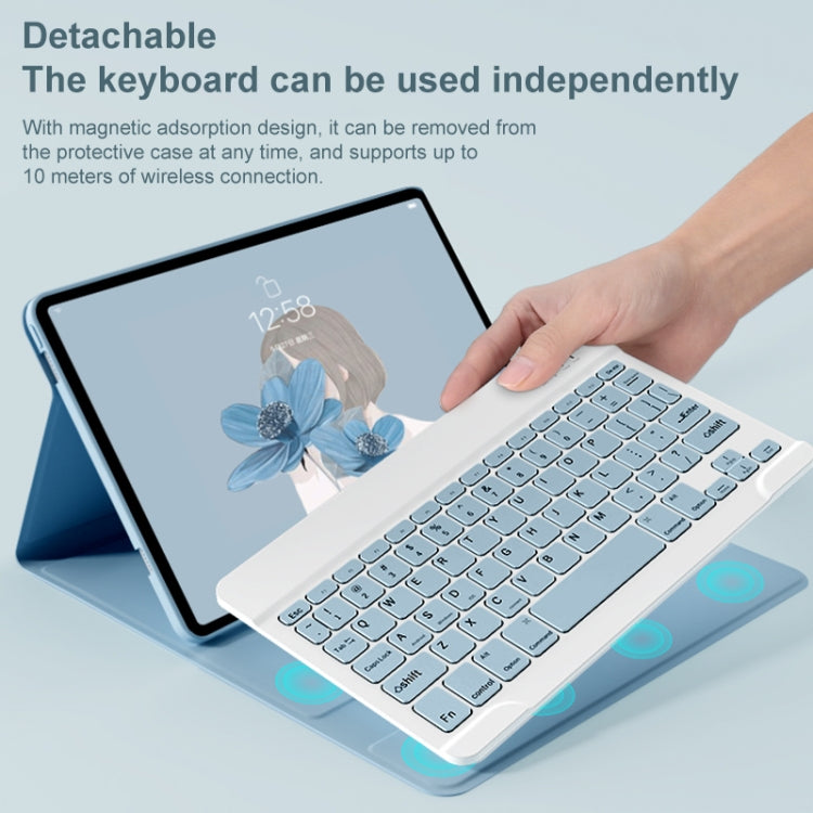 For Lenovo Tab M10 Plus 10.6 3rd Gen 2022 LX106 Square Keys Detachable Bluetooth Keyboard Leather Tablet Case(Blue) - Lenovo Keyboard by PMC TechLife | Online Shopping South Africa | PMC TechLife