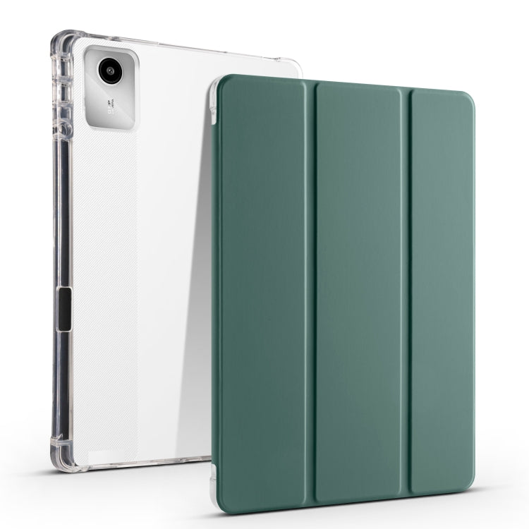 For Lenovo Tab M11 / Xiaoxin Pad 11 2024 3-fold Clear TPU Leather Tablet Case with Pen Slot(Deep Green) - Lenovo by PMC Jewellery | Online Shopping South Africa | PMC Jewellery | Buy Now Pay Later Mobicred