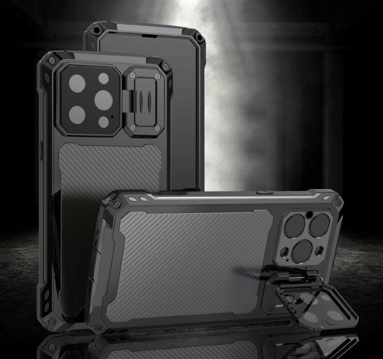 For iPhone 14 Pro RedPepper Silver Shield Series All-inclusive Lens Metal Phone Case(Black) - iPhone 14 Pro Cases by RedPepper | Online Shopping South Africa | PMc TechLife | Buy Now Pay Later Mobicred