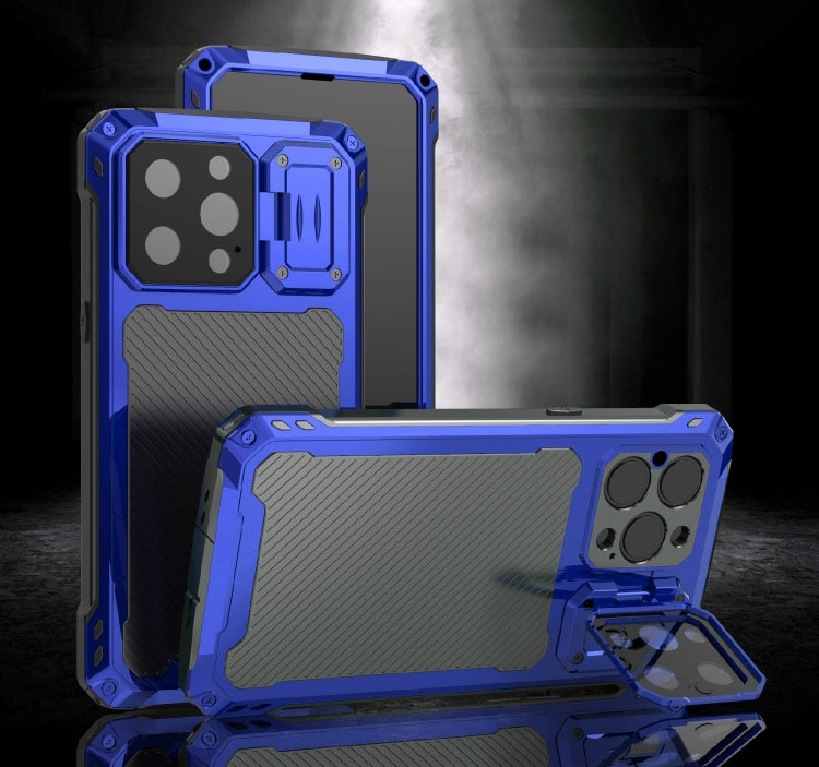 For iPhone 14 Pro Max RedPepper Silver Shield Series All-inclusive Lens Metal Phone Case(Blue) - iPhone 14 Pro Max Cases by RedPepper | Online Shopping South Africa | PMc TechLife | Buy Now Pay Later Mobicred