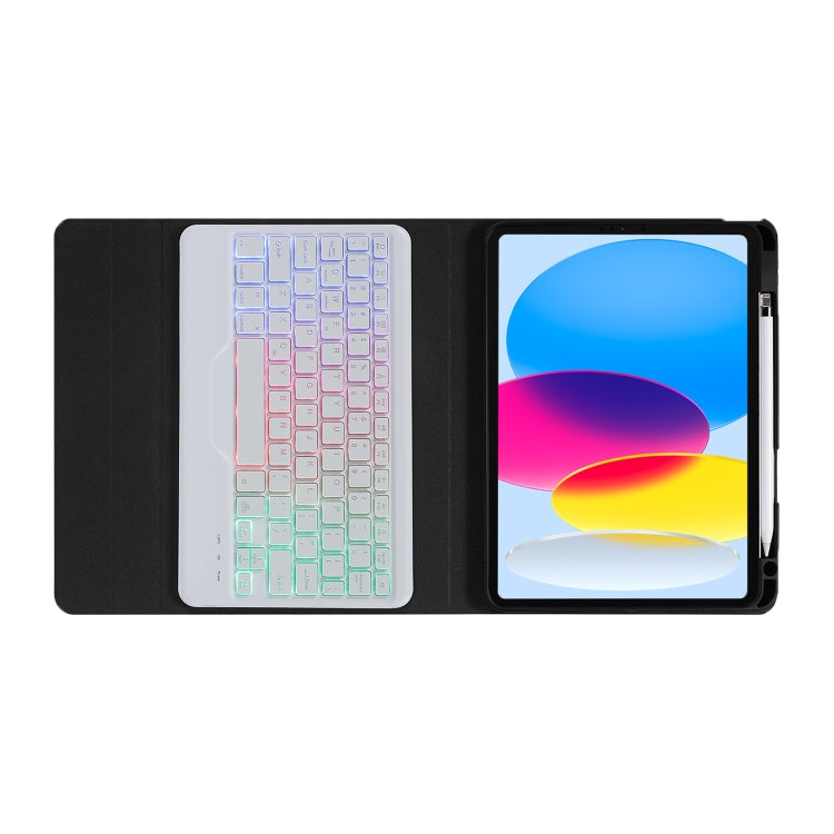 For iPad 2025 / 2022 B10S Triangle Holder Three-color Backlight Bluetooth Keyboard Leather Case(Dark Green) - Universal by PMC TechLife | Online Shopping South Africa | PMC TechLife | Buy Now Pay Later Mobicred