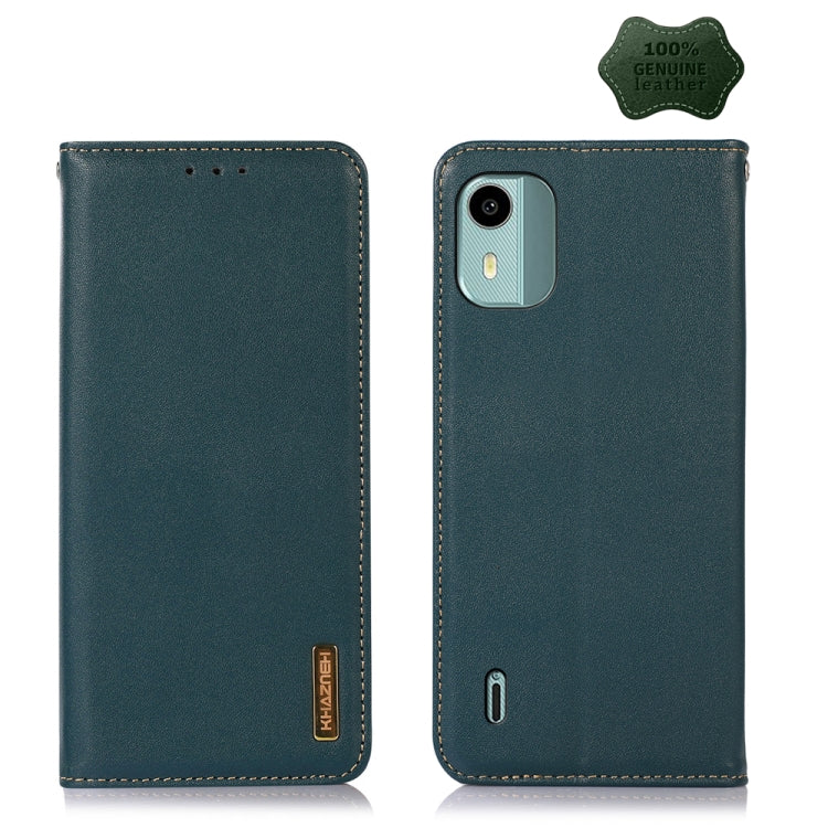 For Nokia C12 4G KHAZNEH Nappa Top Layer Cowhide Leather Phone Case(Green) - Nokia Cases by PMC TechLife | Online Shopping South Africa | PMC TechLife | Buy Now Pay Later Mobicred