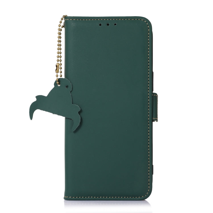 For Nokia C22 4G Genuine Leather Magnetic RFID Leather Phone Case(Green) - Nokia Cases by PMC TechLife | Online Shopping South Africa | PMC TechLife | Buy Now Pay Later Mobicred
