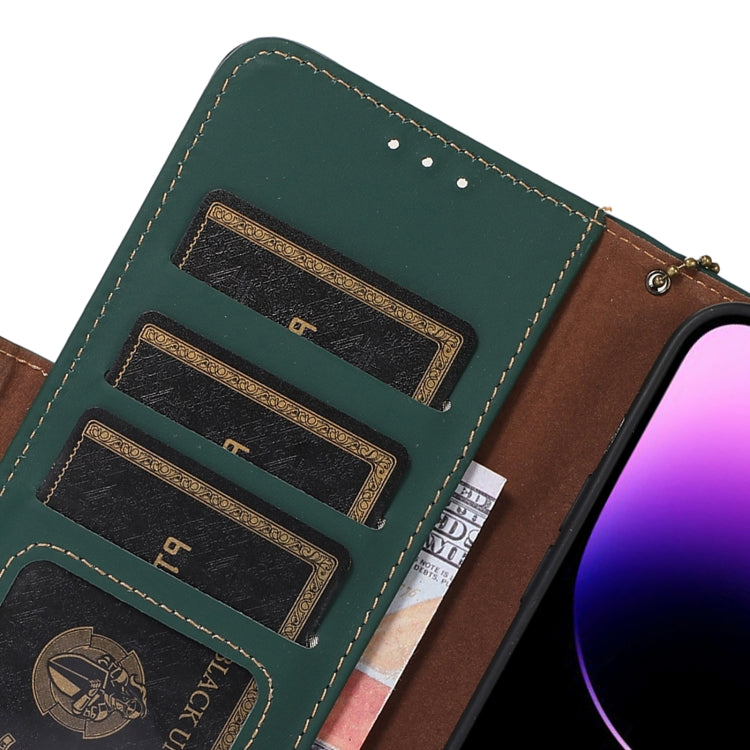 For Nokia C22 4G Genuine Leather Magnetic RFID Leather Phone Case(Green) - Nokia Cases by PMC TechLife | Online Shopping South Africa | PMC TechLife | Buy Now Pay Later Mobicred