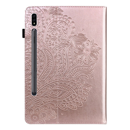 For Samsung Galaxy Tab S9 / S9 FE Peacock Embossed Pattern Leather Tablet Case(Rose Gold) - Galaxy Tab S9 Cases by PMC Jewellery | Online Shopping South Africa | PMC Jewellery | Buy Now Pay Later Mobicred