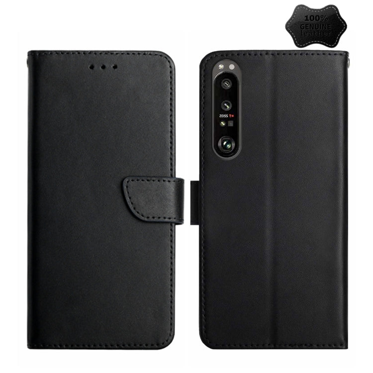 For Sony Xperia 1 V Genuine Leather Fingerprint-proof Horizontal Flip Phone Case(Black) - Sony Cases by PMC TechLife | Online Shopping South Africa | PMC TechLife | Buy Now Pay Later Mobicred