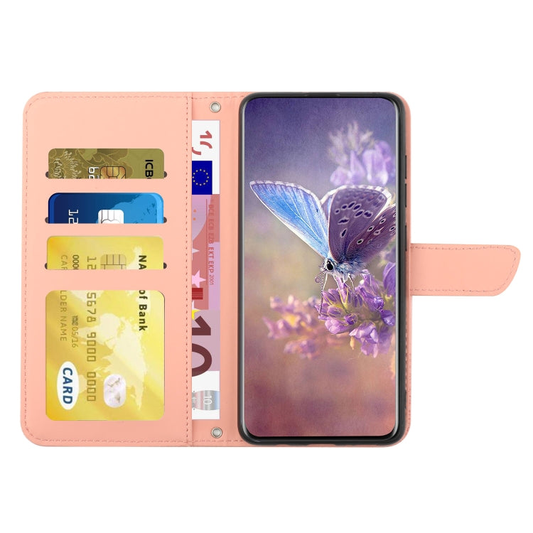 For vivo V27 HT03 Skin Feel Butterfly Embossed Flip Leather Phone Case(Pink) - vivo Cases by PMC Jewellery | Online Shopping South Africa | PMC Jewellery