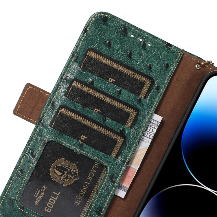 For Google Pixel 8 Ostrich Pattern Genuine Leather RFID Phone Case(Green) - Google Cases by PMC TechLife | Online Shopping South Africa | PMC TechLife | Buy Now Pay Later Mobicred