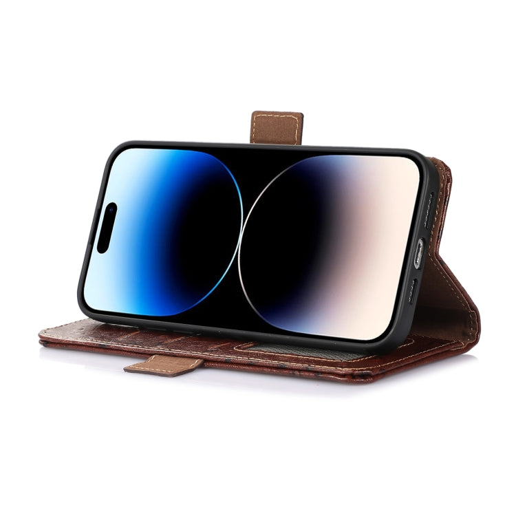 For Google Pixel 8 Ostrich Pattern Genuine Leather RFID Phone Case(Coffee) - Google Cases by PMC TechLife | Online Shopping South Africa | PMC TechLife | Buy Now Pay Later Mobicred
