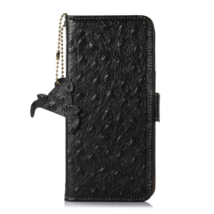 For Google Pixel 8 Pro Ostrich Pattern Genuine Leather RFID Phone Case(Black) - Google Cases by PMC TechLife | Online Shopping South Africa | PMC TechLife | Buy Now Pay Later Mobicred