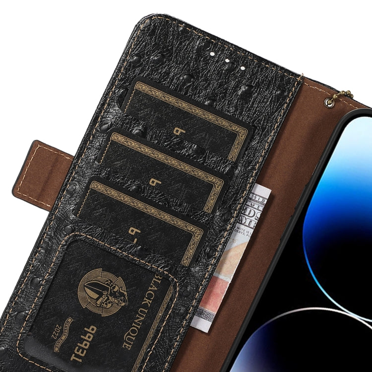 For Google Pixel 8 Pro Ostrich Pattern Genuine Leather RFID Phone Case(Black) - Google Cases by PMC TechLife | Online Shopping South Africa | PMC TechLife | Buy Now Pay Later Mobicred