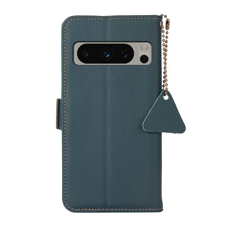 For Google Pixel 8 Pro Side-Magnetic TJ Genuine Leather RFID Phone Case(Green) - Google Cases by PMC TechLife | Online Shopping South Africa | PMC TechLife | Buy Now Pay Later Mobicred