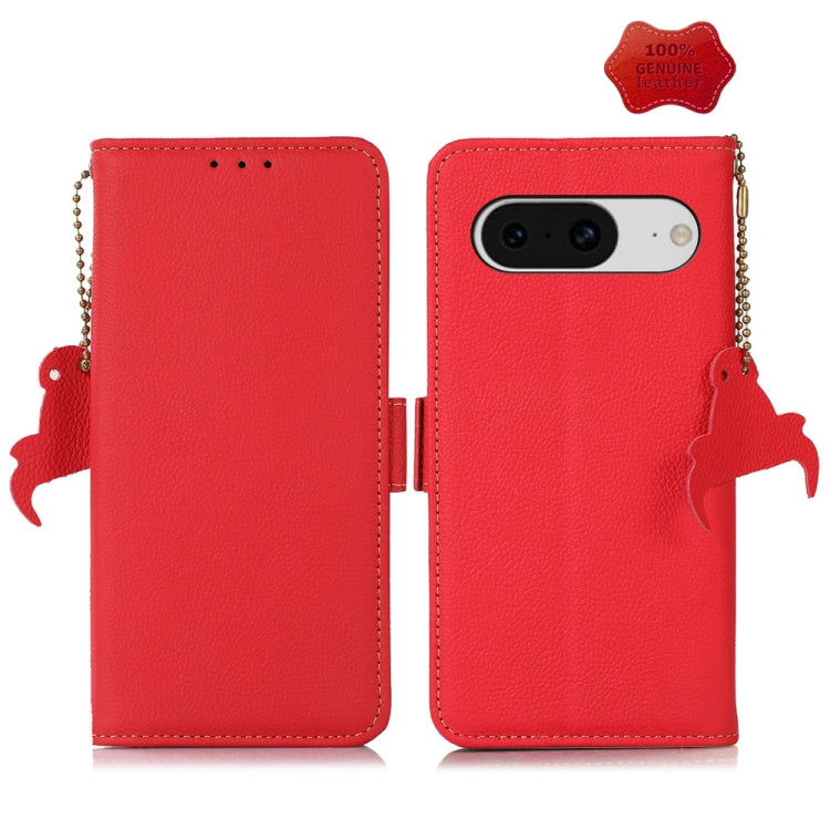 For Google Pixel 8 Side-Magnetic TJ Genuine Leather RFID Phone Case(Red) - Google Cases by PMC TechLife | Online Shopping South Africa | PMC TechLife | Buy Now Pay Later Mobicred