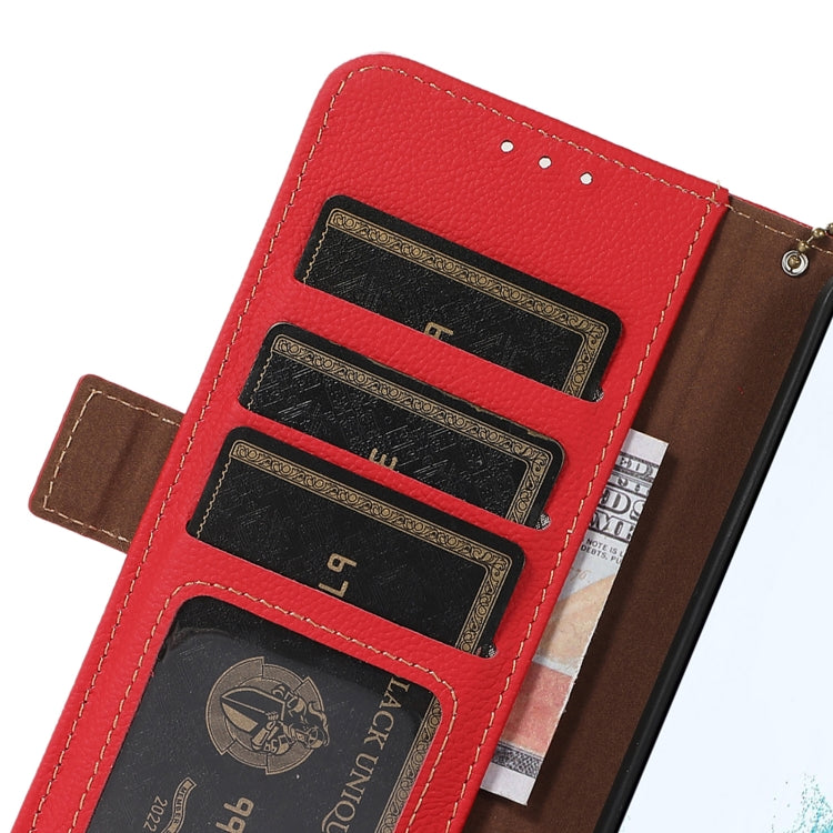 For Google Pixel 8 Side-Magnetic TJ Genuine Leather RFID Phone Case(Red) - Google Cases by PMC TechLife | Online Shopping South Africa | PMC TechLife | Buy Now Pay Later Mobicred