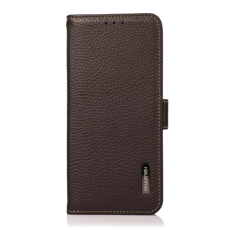 For Honor Magic5 KHAZNEH Side-Magnetic Litchi Genuine Leather RFID Phone Case(Brown) - Honor Cases by PMC TechLife | Online Shopping South Africa | PMC TechLife | Buy Now Pay Later Mobicred