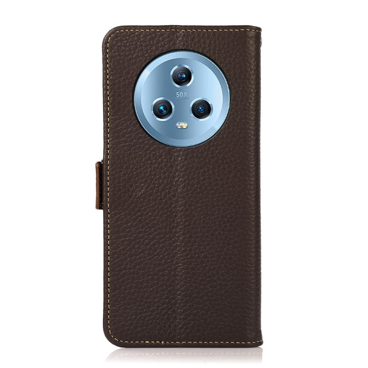 For Honor Magic5 KHAZNEH Side-Magnetic Litchi Genuine Leather RFID Phone Case(Brown) - Honor Cases by PMC TechLife | Online Shopping South Africa | PMC TechLife | Buy Now Pay Later Mobicred