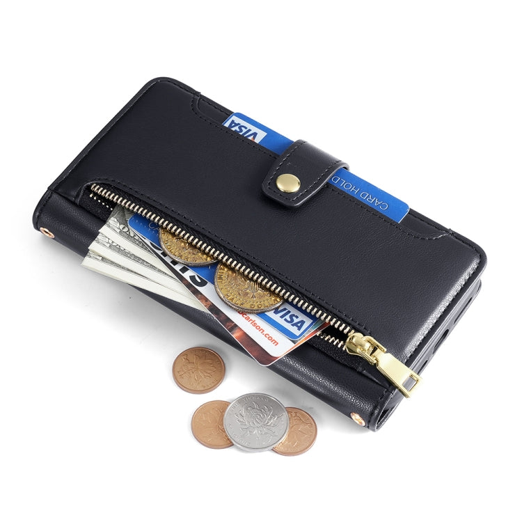 For Infinix Zero 20 Sheep Texture Cross-body Zipper Wallet Leather Phone Case(Black) - Infinix Cases by PMC TechLife | Online Shopping South Africa | PMC TechLife | Buy Now Pay Later Mobicred