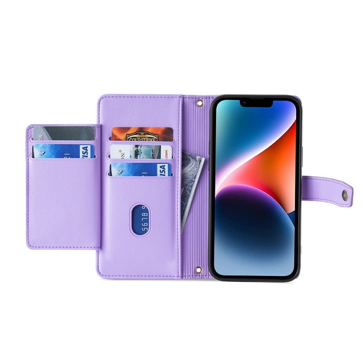 For Infinix Zero 20 Sheep Texture Cross-body Zipper Wallet Leather Phone Case(Purple) - Infinix Cases by PMC TechLife | Online Shopping South Africa | PMC TechLife | Buy Now Pay Later Mobicred