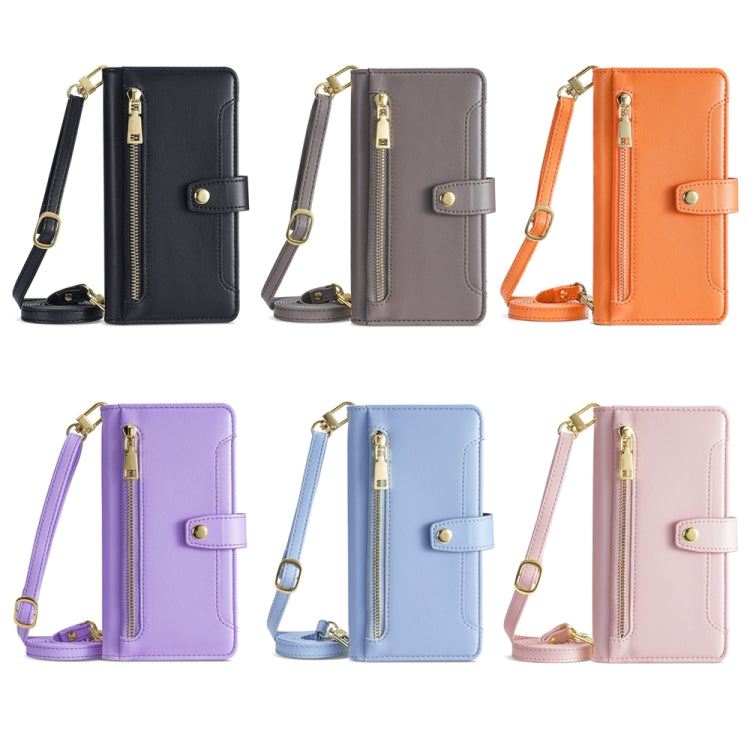 For Tecno Camon 19 / 19 Pro Sheep Texture Cross-body Zipper Wallet Leather Phone Case(Grey) - Tecno Cases by PMC TechLife | Online Shopping South Africa | PMC TechLife | Buy Now Pay Later Mobicred