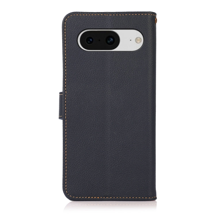 For Google Pixel 8 KHAZNEH Custer Genuine Leather RFID Phone Case(Blue) - Google Cases by PMC TechLife | Online Shopping South Africa | PMC TechLife | Buy Now Pay Later Mobicred