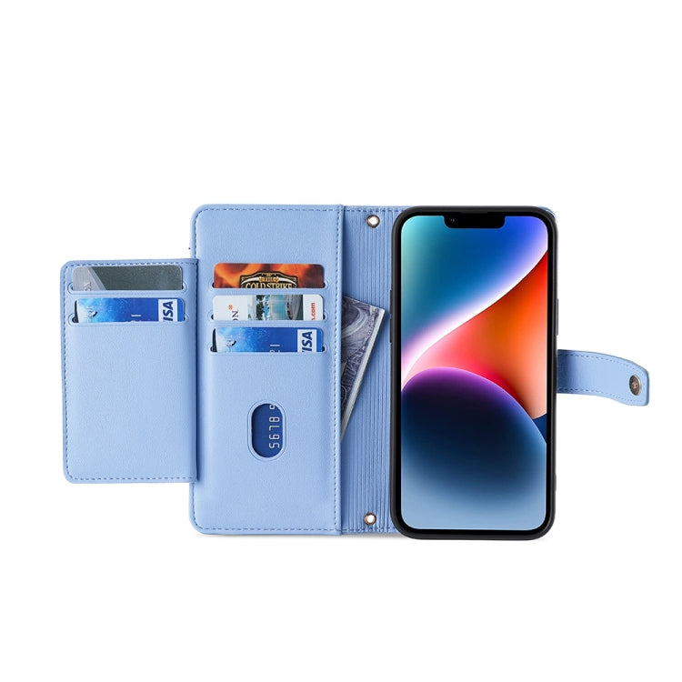 For Nokia G22 Sheep Texture Cross-body Zipper Wallet Leather Phone Case(Blue) - Nokia Cases by PMC TechLife | Online Shopping South Africa | PMC TechLife | Buy Now Pay Later Mobicred