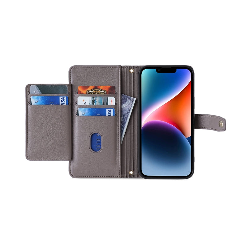 For Nokia G22 Sheep Texture Cross-body Zipper Wallet Leather Phone Case(Grey) - Nokia Cases by PMC TechLife | Online Shopping South Africa | PMC TechLife | Buy Now Pay Later Mobicred